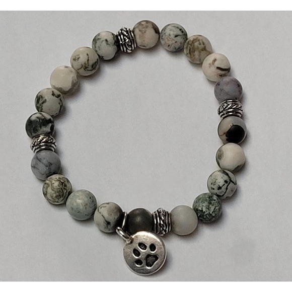 Shades of Green Bracelet with Paw Charm - Picture 3 of 14